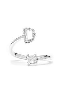 Luxenter-Ring mit brillantem Zirkonia-Silber-Finish &ndash; Alphabet