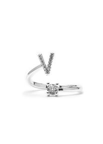 Luxenter-Ring mit brillantem Zirkonia-Silber-Finish &ndash; Alphabet