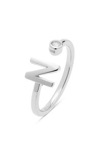 Luxenter 925 Sterling Silber Ring mit rhodiniertem Brillant Zirkonia - Alphabet