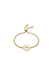Luxenter-Armband aus wei&szlig;em Perlmutt in 18 Karat Gelbgold - Alphabet