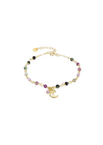 Luxenter 925 Sterling Silber Armband mit Multicolor Kristall in 18K Gelbgold - Duk