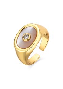 Luxenter Ring mit wei&szlig;em Perlmutt aus 18k Gold - Staxo