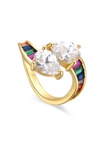 Luxenter Ring mit gl&auml;nzendem 18k Gold Finish Zirkonia - Darbia