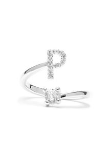 Luxenter-Ring mit brillantem Zirkonia-Silber-Finish &ndash; Alphabet