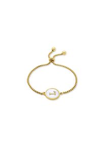 Luxenter-Armband aus wei&szlig;em Perlmutt in 18 Karat Gelbgold - Alphabet