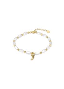 Luxenter Sterling Silber 925 Armband mit wei&szlig;em Perlmutt in 18K Gelbgold - Syme