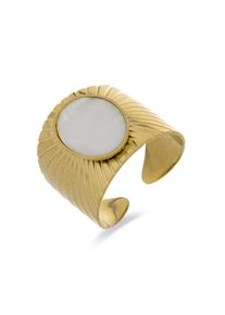 Luxenter Ring aus 18k Gelbgold mit wei&szlig;em Perlmutt - Anleh