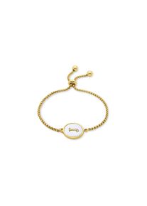 Luxenter-Armband aus wei&szlig;em Perlmutt in 18 Karat Gelbgold - Alphabet
