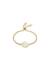 Luxenter-Armband aus wei&szlig;em Perlmutt in 18 Karat Gelbgold - Alphabet