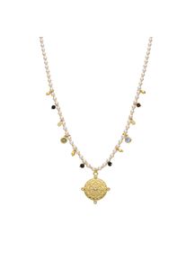 Luxenter Halskette aus 925er Sterling Silber und 18k Gold mit wei&szlig;en Perlen - Thydo