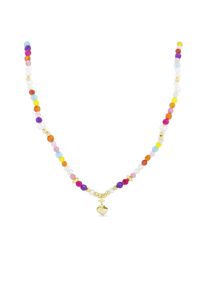 Luxenter Halskette aus 925er Sterlingsilber mit mehrfarbigem Kristall in 18K Gelbgold - Nymox