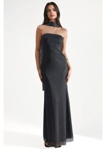 P&uuml;nktchen Tr&auml;gerloses Maxikleid mit Schals Detail