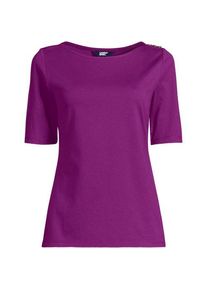 LANDS' END Supima&reg; T-Shirt mit U-Boot-Ausschnitt und gekn&ouml;pfter Schulter, Damen,  Lila, Baumwolle, by Lands' End