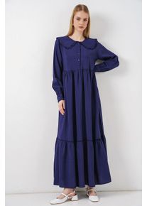 Maxikleid mit Babykragen und Knopfverschluss