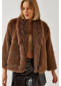 Kunstfell Kurzjacke mit offenem Kragen