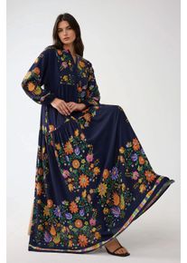 Bedrucktes V-Ausschnitt-Maxikleid mit Knopfdetails