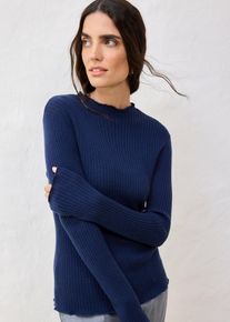 bonprix Pullover aus superfeiner Merinowolle, blau, Gr.44/46 (L), schmal geschnittener Merinowoll-Pullover in Premium Qualit&auml;t, aus Merino