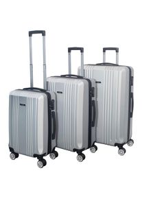 Novel Reisekofferset, Silber, Metall, Kunststoff, Textil, 3-teilig, Zahlenschloss, h&ouml;henverstellbarer Teleskopgriff, 360&deg;-Rollensystem, Tragehenkel, Netzfach, Freizeit, Koffer & Taschen, Reisekoffer-Sets