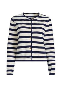LANDS' END Kragenloser Feinstrick-Blazer f&uuml;r Damen in Plus-Gr&ouml;&szlig;e, Damen, size: plus, Elfenbein, Baumwolle, by Lands' End