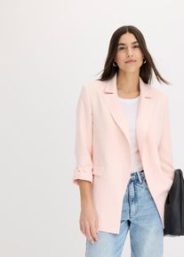 bonprix Longblazer, rosa, Gr.40, Klassischer Blazer im Regular Fit mit 7/8-&Auml;rmeln, Umschlagfunktion und eleganten goldfarbenen Knopfdetails., aus Viskose