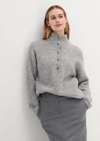 bonprix Oversize-Wollpullover mit Alpaka, grau, Gr.52/54 (XXL), weicher Troyer-Pullover aus edler Alpaka-Wollmischung, aus Wolle