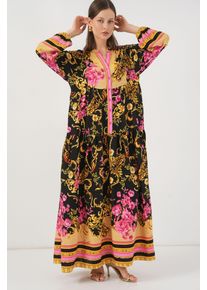 Muster Maxikleid mit V-Ausschnitt