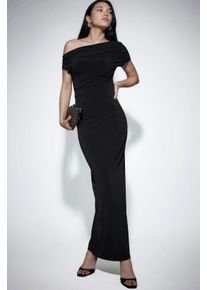Asymmetrisches Kragen Slim Fit Maxikleid
