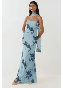 Tr&auml;gerloses bl&uuml;hendes Bodycon-Maxikleid