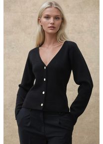 Figurbetonter V-Ausschnitt Knopf-Cardigan