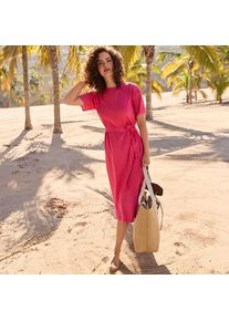 LANDS' END Midikleid mit Lochstickerei-&Auml;rmeln, Damen,  Pink, Baumwolle, by Lands' End