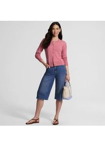 LANDS' END Kurzer Feinstrick-Cardigan aus Baumwolle f&uuml;r Damen, Damen, size: regular, Rot, Baumwolle, by Lands' End