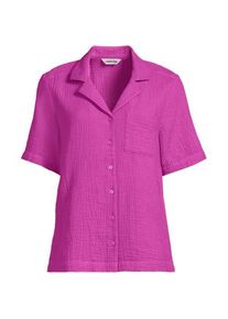 LANDS' END Kurz&auml;rmelige Musselin-Bluse in Plus-Gr&ouml;&szlig;e, Damen, size: plus, Pink, Baumwolle, by Lands' End