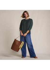 LANDS' END Shirt aus Baumwoll/Modalmix mit Lochstickerei mit 3/4-&Auml;rmeln, Damen,  Pink, Baumwolle Modal, by Lands' End
