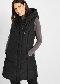 bonprix Steppweste aus recyceltem Polyester, schwarz, Gr.36, Steppweste in langer Passform aus recyceltem Polyester mit funktionalen Seitenschlitzen