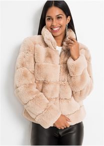 bonprix Fellimitat-Jacke mit Rei&szlig;verschluss, rosa, Gr.46, Stylische Jacke aus Fellimitat mit Eingriffstaschen vorne