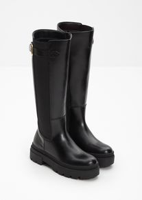 bonprix Gef&uuml;tterter Plateau-Stiefel mit Stretch-Einsatz, schwarz, Gr.41, Sch&ouml;ner Stiefel mit Elastik-Einsatz und dekorativer Schnalle
