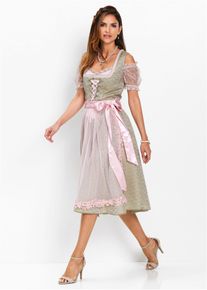 bonprix Dirndl mit Perlen (2-tlg.Set), gr&uuml;n, Gr.50, Wundersch&ouml;nes Dirndl mit Spitzenborte und Perlen am Ausschnitt