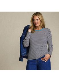 LANDS' END Langarmshirt aus mikrofeinem Baumwollripp, Damen,  Blau, Baumwolle/Elasthan, by Lands' End