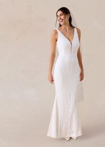 bonprix Brautkleid mit Paillettenstickerei, wei&szlig;, Gr.46, Modern und feminin: Brautkleid in Mermaid-Shape mit bezaubernder Paillettenstickerei und Tr&auml;gern