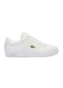 Lacoste - "Powercourt 2.0" Sneaker f&uuml;r Damen, Leder (Wei&szlig;/Gold)