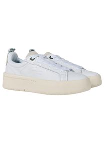 Lacoste - "Carnaby" Sneaker f&uuml;r Damen, Leder, Plattform-Absatz (Wei&szlig;/Gr&uuml;n)