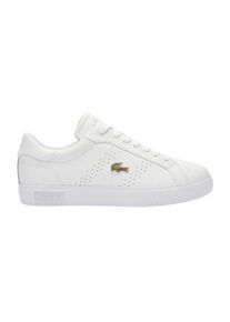 Lacoste - "Powercourt 2.0" Sneaker f&uuml;r Damen, Leder (Wei&szlig;/Gold)