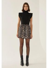 Hochtaillierte Leopardenmuster-Mini-Shorts