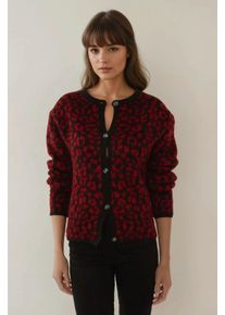 L&auml;ssiger Fit Leopardenmuster Strickcardigan