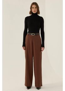 Hochtaillierte Plissierte Weitbein-Hose
