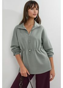 Rei&szlig;verschluss-Kragen-Sweatshirt mit verstellbarem Bund