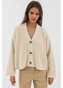 V-Ausschnitt Gekn&ouml;pfter Oversized Cardigan