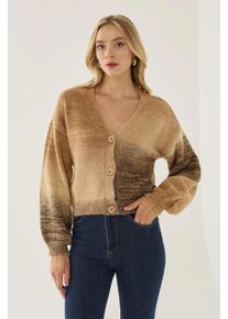 Gradient V-Ausschnitt Entspannte Passform Cardigan