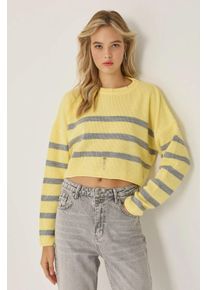 Gestreifter Rundhalsausschnitt-Pullover