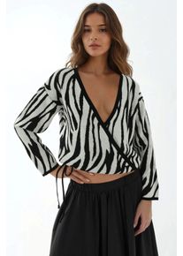 Zebramuster V-Ausschnitt Pullover